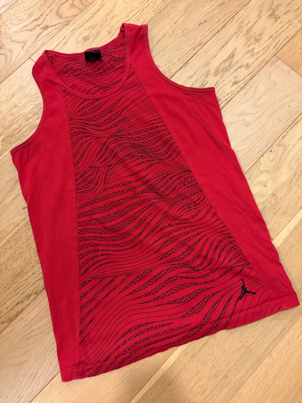 Red Jordan Tank Top with Wave Pattern